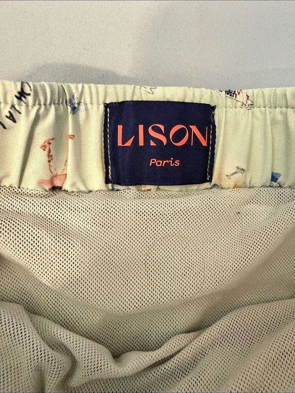 LISON Printed Swim Trunks Cream & Multicolor Like New